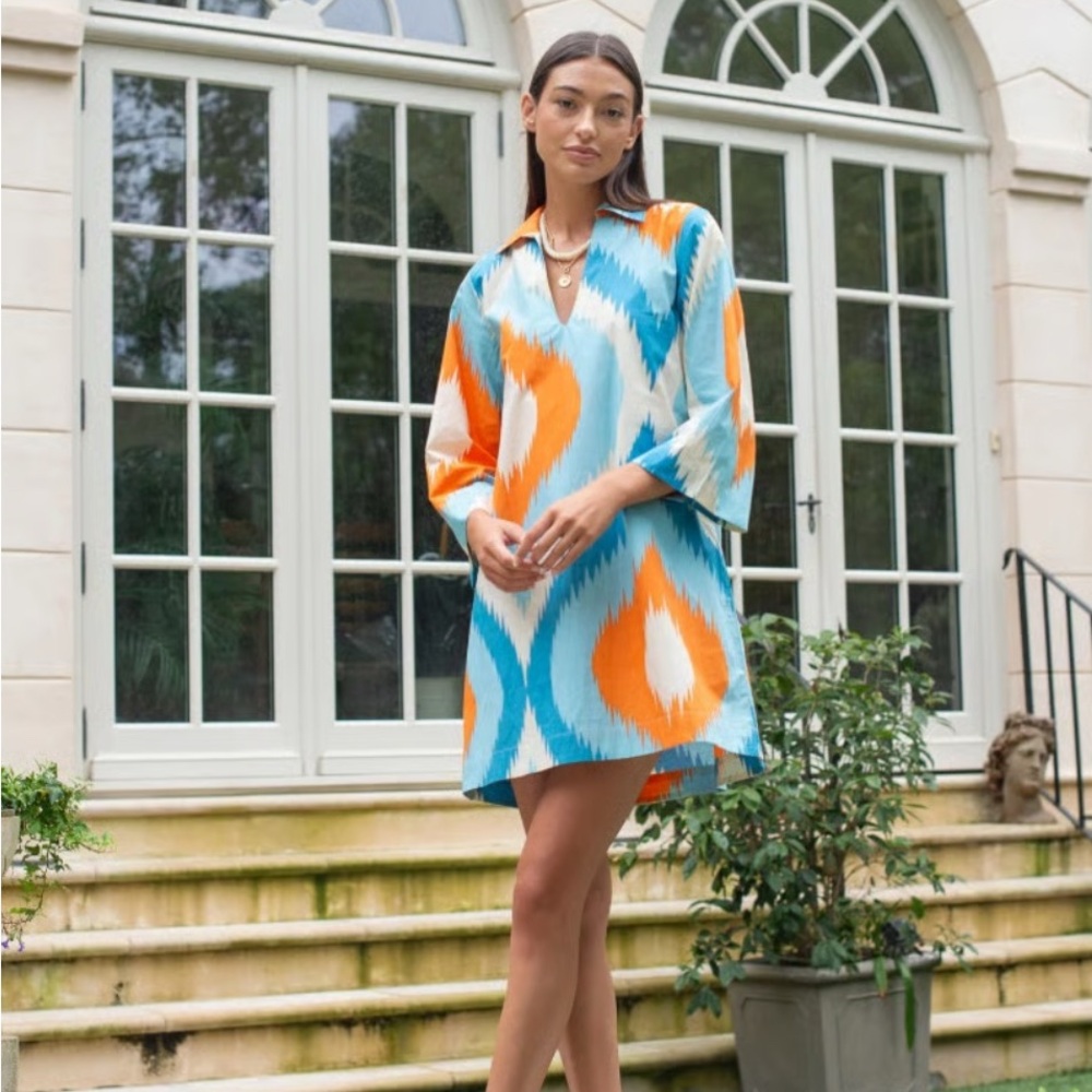 Colorful Ikat Print Midi Dress